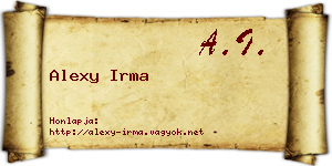 Alexy Irma névjegykártya